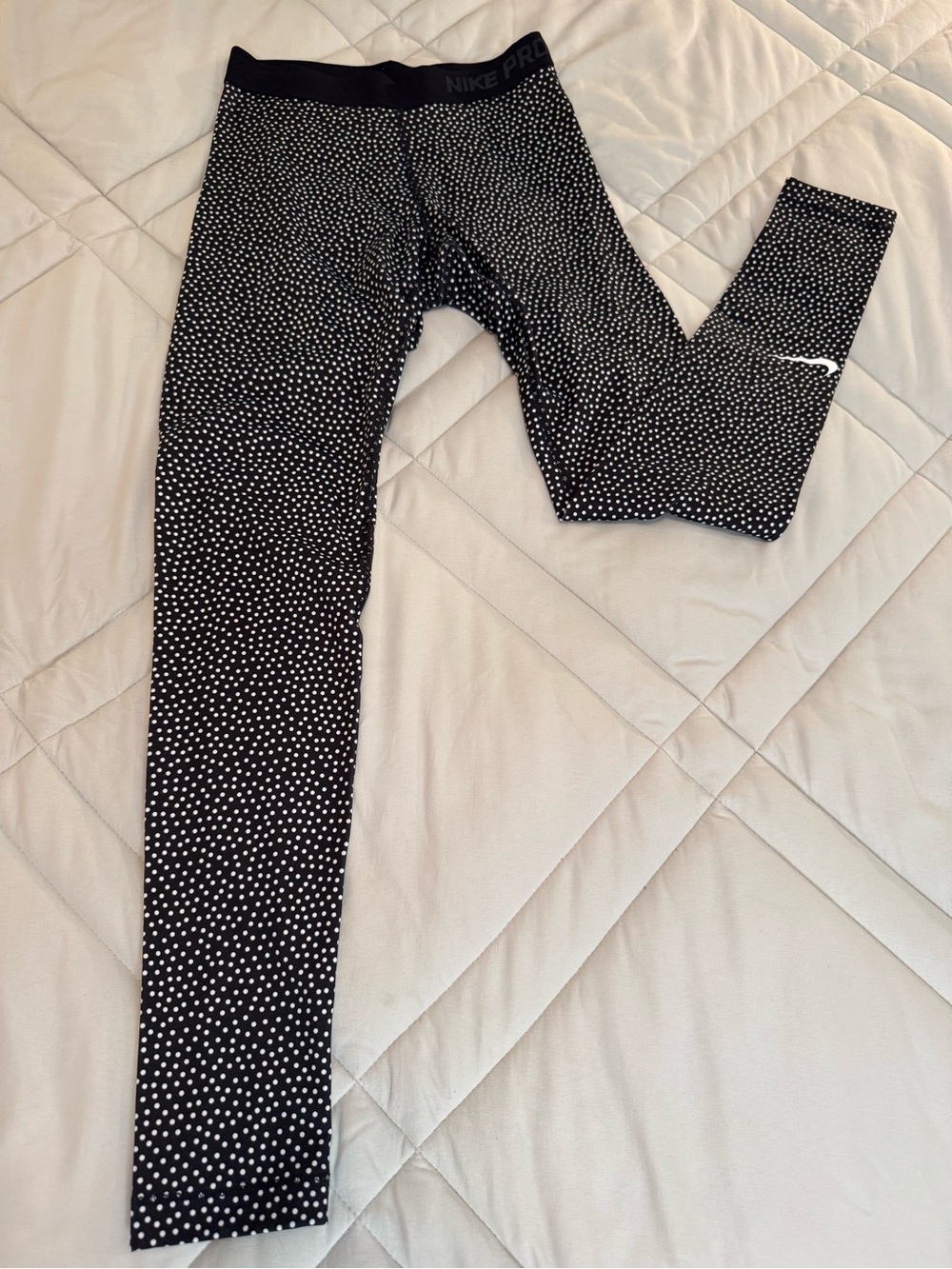 Nike Leggings Black with White Dot Print S